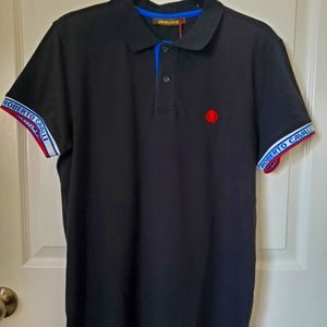 Roberto Cavalli Black Cotton Polo Short Sleeve Shirt Men's Size L